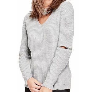 NWT Guess Maya Gray Keyhole Sweater